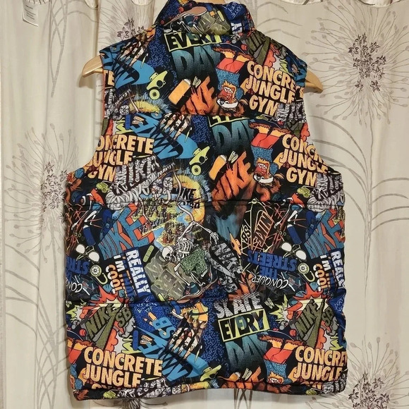 Nike SB Youth Skate Board Reversible Fleece Vest Graphic Red Grey Youth Lg - Picture 3 of 13